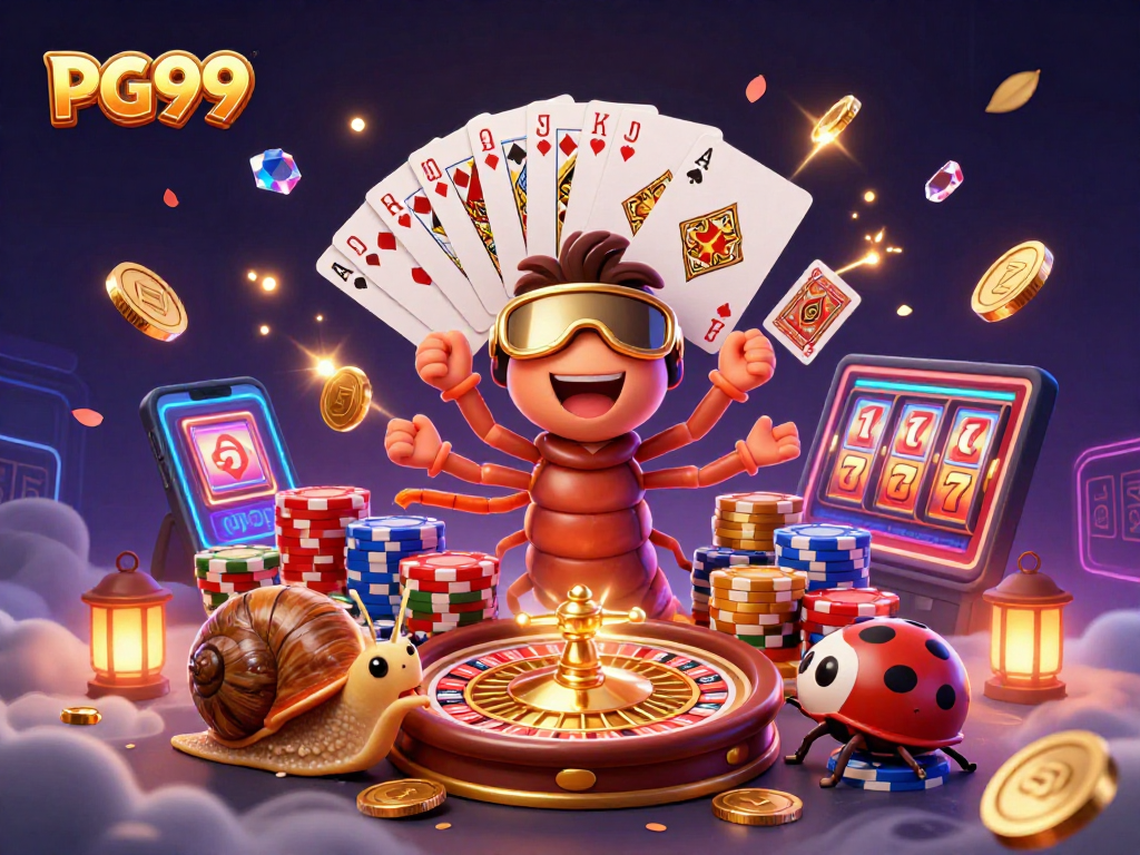 Experience PG99 with a vibrant 3D casino scene showcasing vibrant characters and gaming elements.