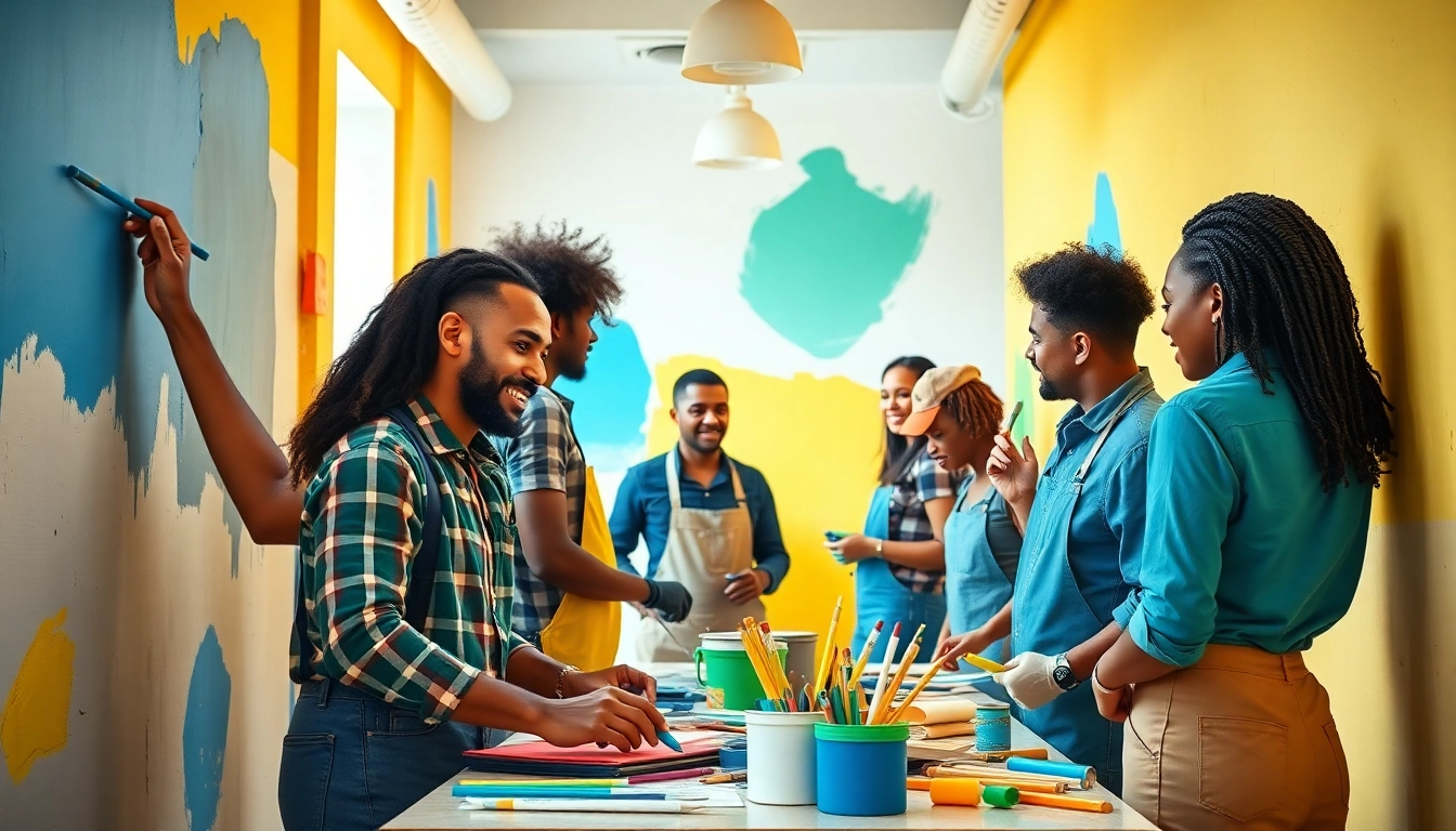 Expert painters from a commercial painting company bring life to an office space with vibrant colors.