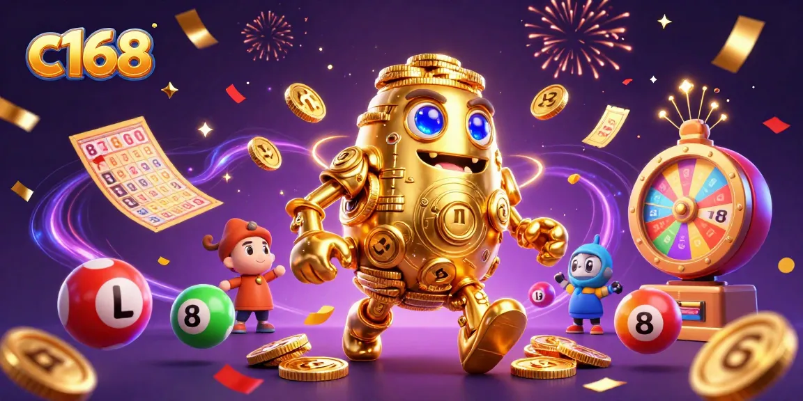Engage with c168's dynamic betting experience featuring vibrant gaming elements and a golden golem.