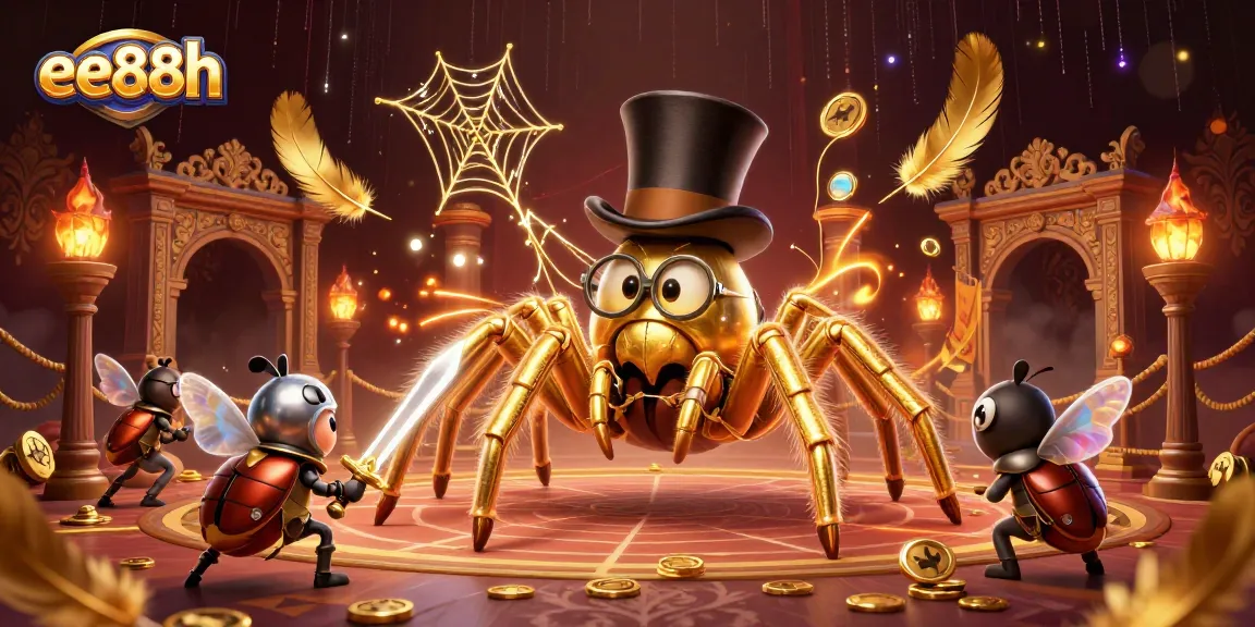 Play exciting games at ee88h while watching a giant golden tarantula weave its web between casino pillars.
