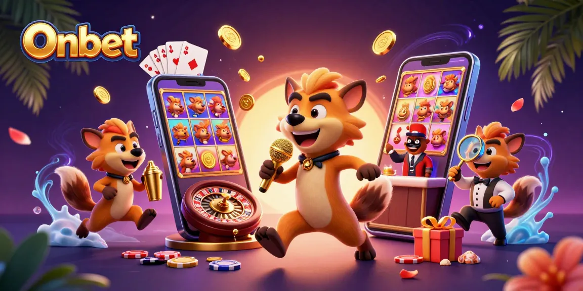 Engage with Onbet's exciting casino experience featuring hyenas and vibrant games.