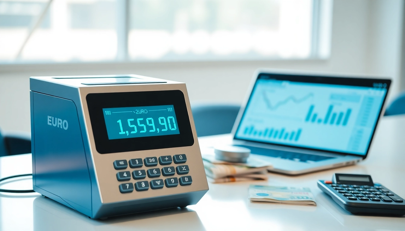 Exchange process showcasing Euro to naira exchange rate of 1,599.90 Naira in a modern finance office.