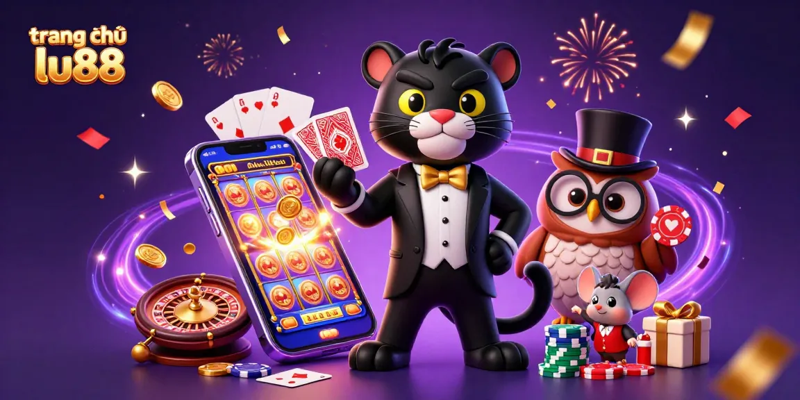 Experience the excitement of trang chủ lu88 with this engaging 3D illustration of a stylish panther and friends at the casino.