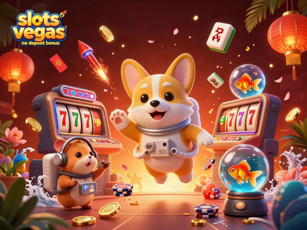 Experience the excitement of slots of vegas no deposit bonus in an illustrated casino scene with vibrant characters.