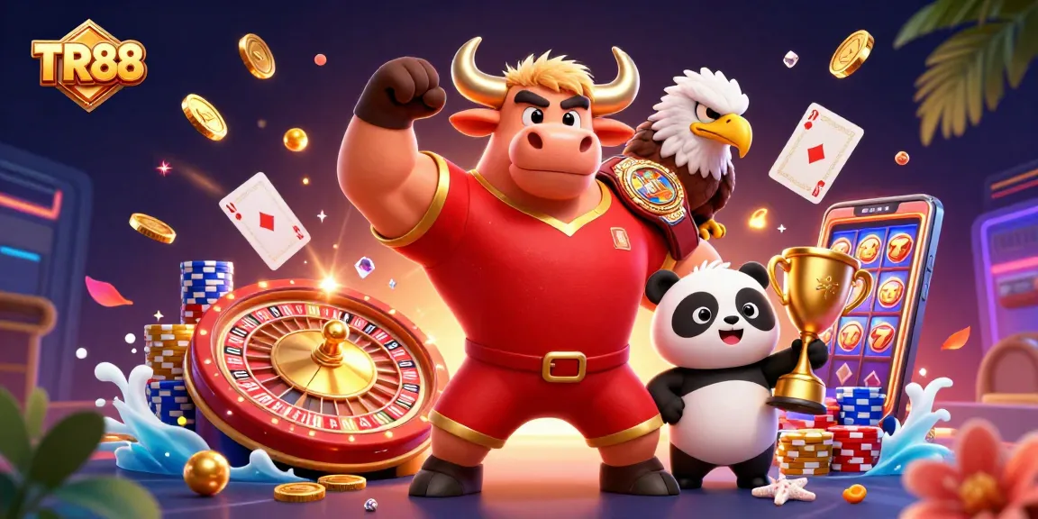 Experience slots excitement with the dynamic TR88 casino scene showcasing vibrant characters.