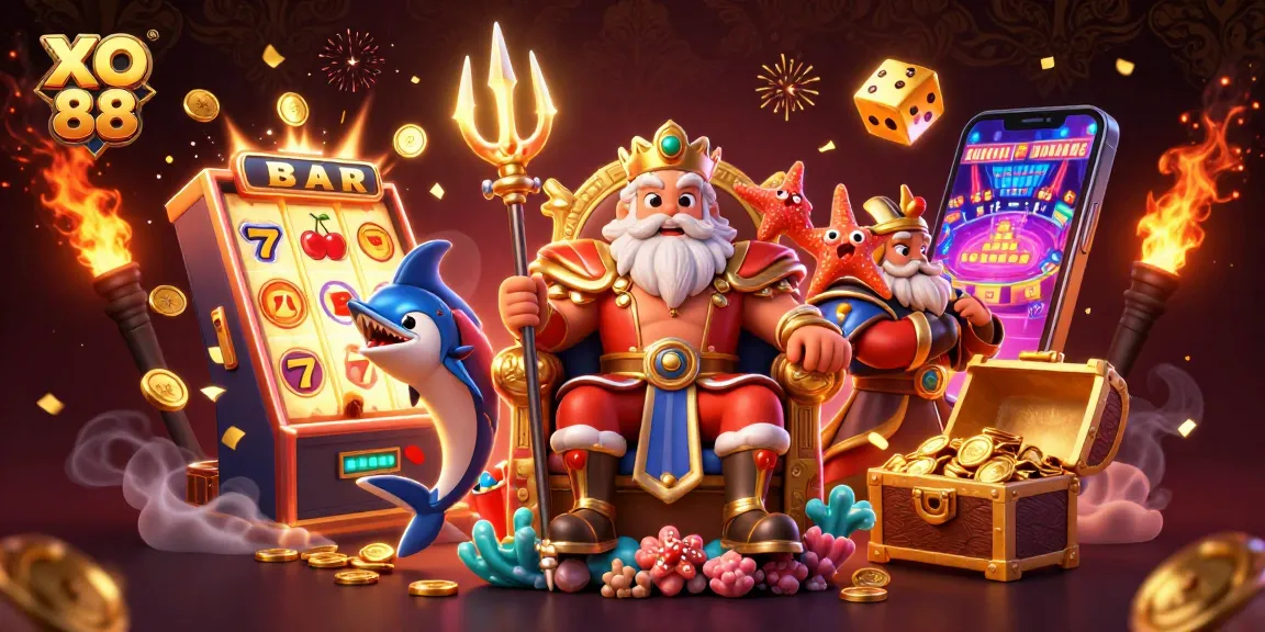 Experience the thrill of winning with XO 88 as Neptune oversees a jackpot explosion of coins and casino games.