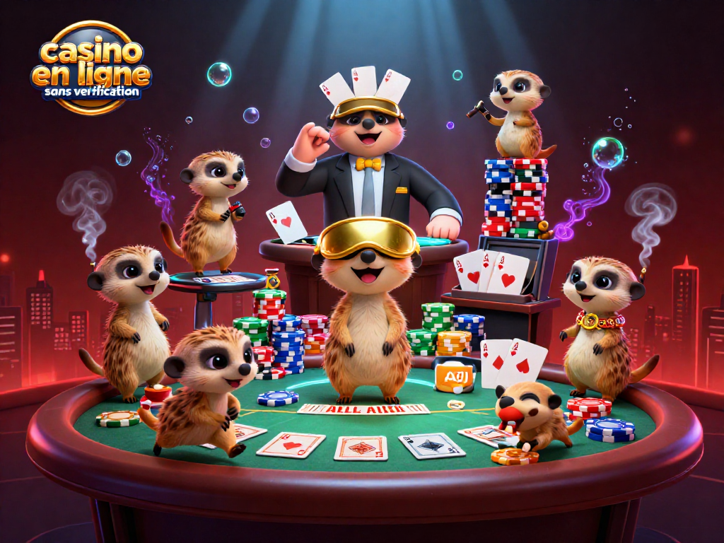 Jouez au casino en ligne sans vérification et découvrez l'animation dynamique des meerkats en pleine opération.