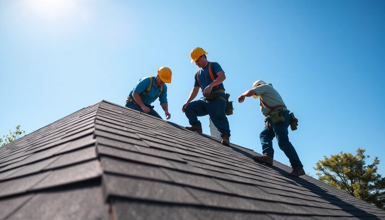 Roofing experts working on a Twinsburg OH roofing company project, demonstrating quality service.