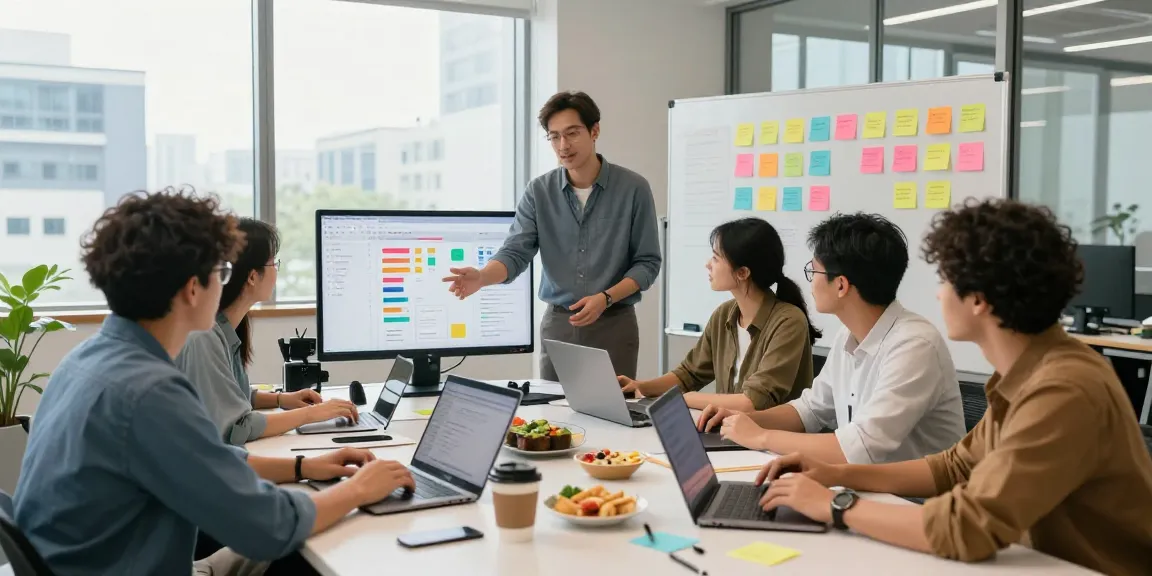 https://siren.clickn.co.kr/의 기술 스타트업 팀이 협업하여 소프트웨어 개발을 진행하는 모습