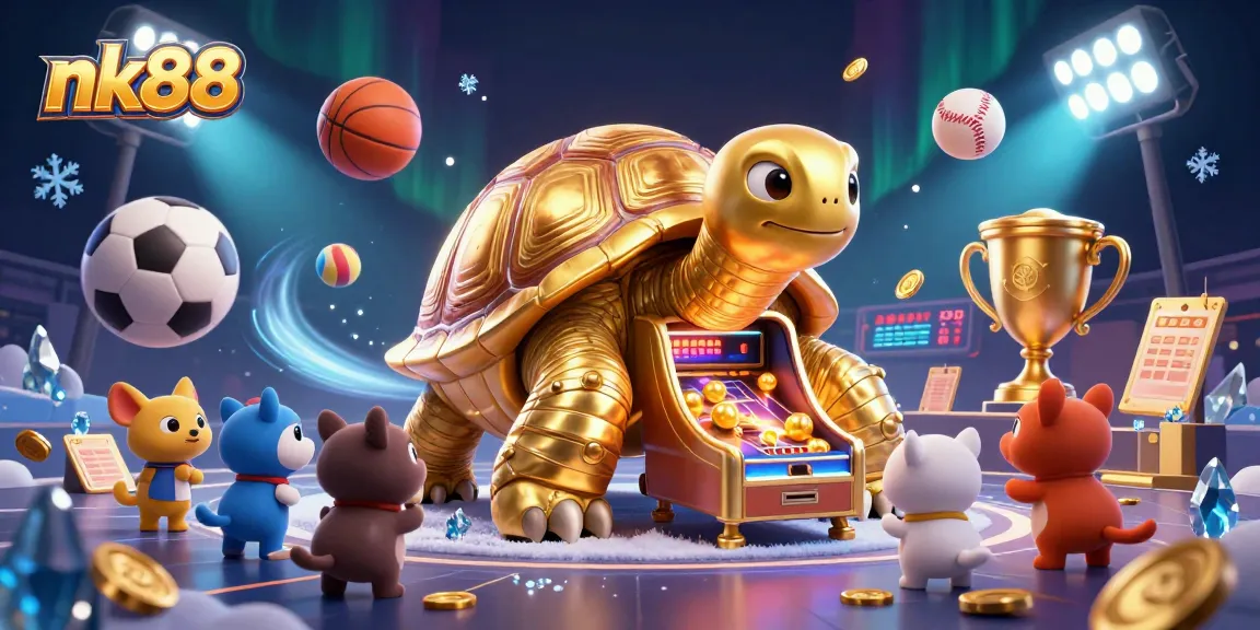 Experience nk88's thrilling games with a vibrant illustration of animals engaging in dynamic sports action.