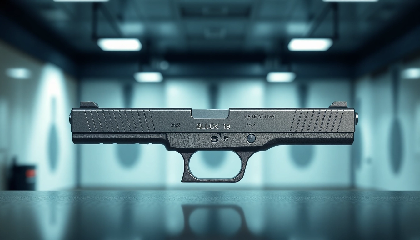 Showcasing a glock 19 oem slide highlighting its design and features in a refined setting.