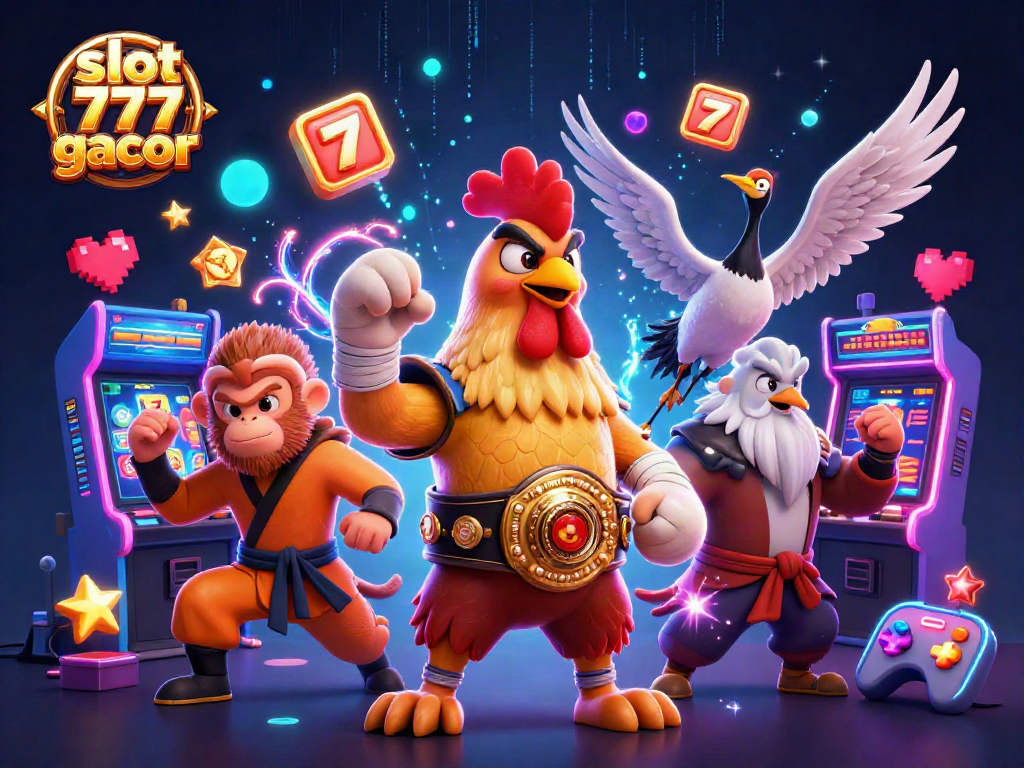 Engage with slot 777 gacor featuring diverse characters and vibrant casino elements in a dynamic 3D scene.