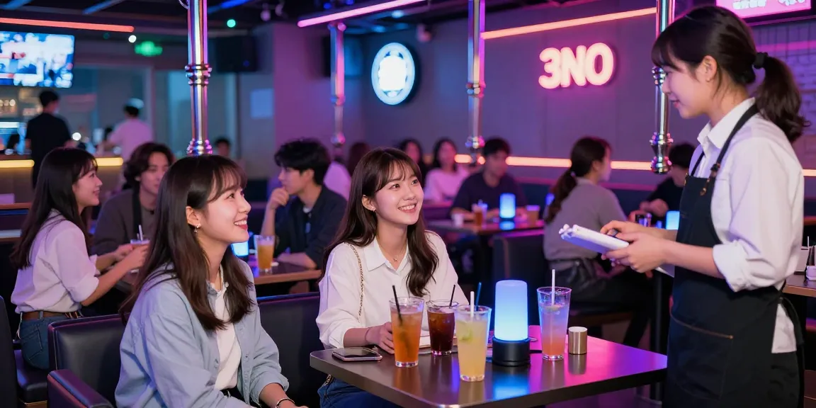 인천쓰리노에서 즐거운 밤을 보내는 친구들, 현대적인 바의 활기찬 분위기