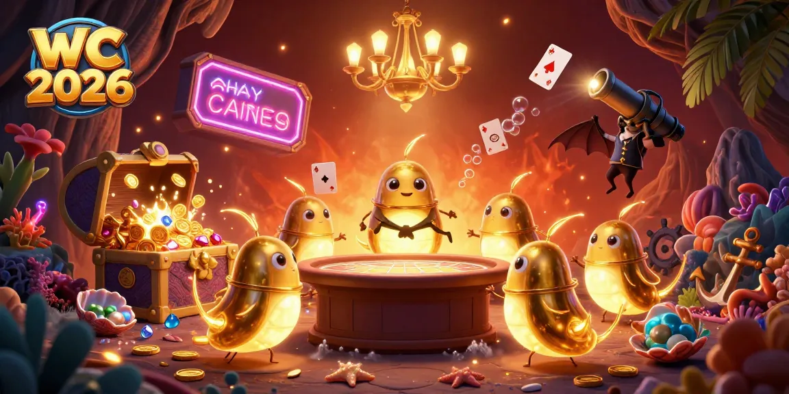 Experience the excitement of wc 2026 with a vibrant casino scene featuring glowworms illuminating a treasure-filled underwater cave.