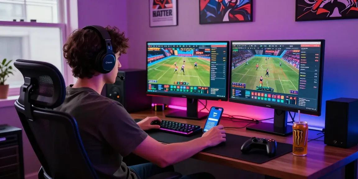 Bola88 online betting scene with a gamer engaged in live sports betting.