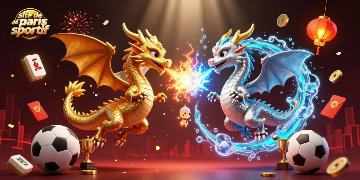 Pariez sur un site de paris sportif avec une scène dynamique de dragons et des éléments de jeu.