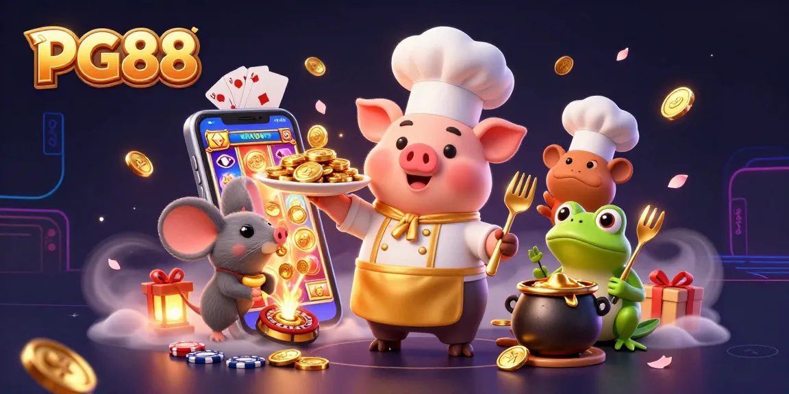 Engage in thrilling games at PG88 featuring exciting slot reels and vibrant gaming elements.