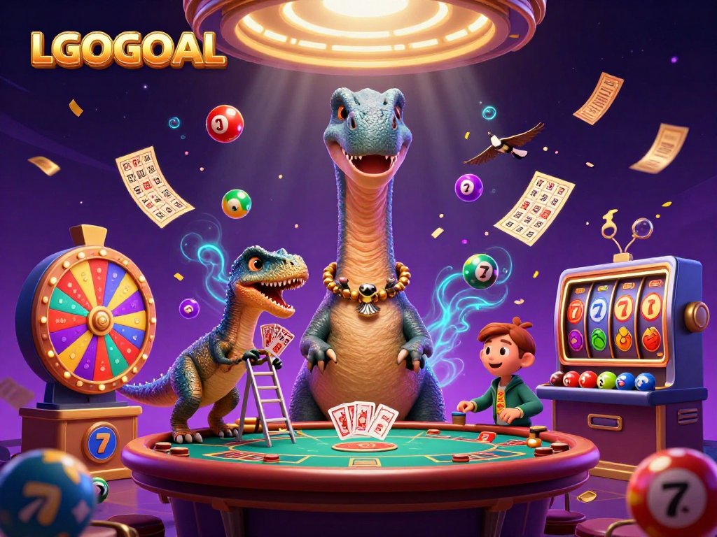 Experience dynamic gaming with LGOGOAL's slot reels and exciting features in this vibrant casino scene.