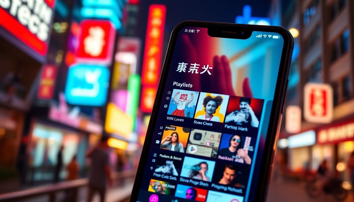 展示汽水音乐应用界面的智能手机屏幕，背景为夜景和霓虹灯，营造活力氛围。