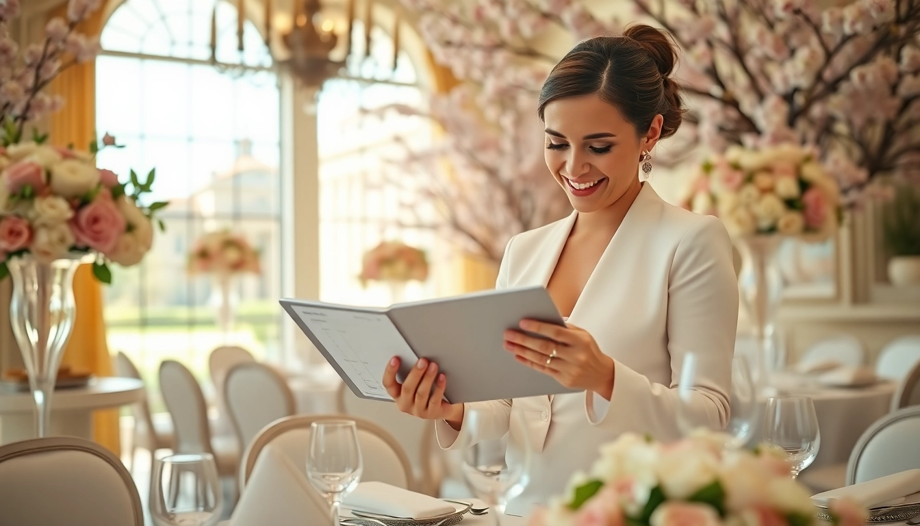 Washington dc wedding coordinator arranging a beautiful wedding setup in a scenic venue.
