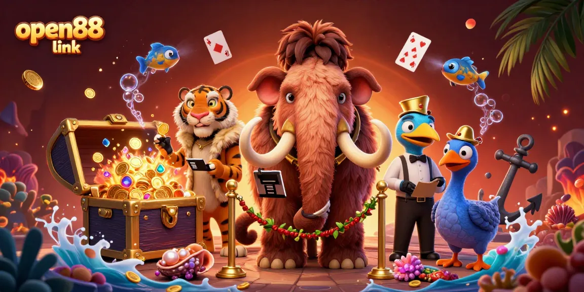 Experience the thrill of open88 link with a vibrant casino scene featuring unique characters and dynamic gaming elements.