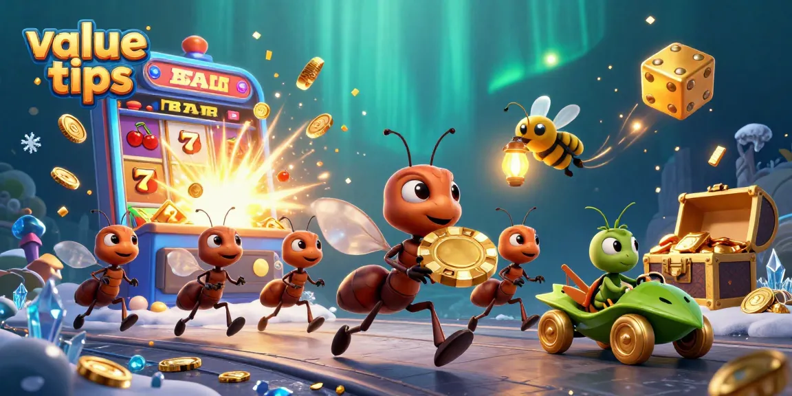 Value tips on winning with a cartoon team of ants stealing a giant poker chip.