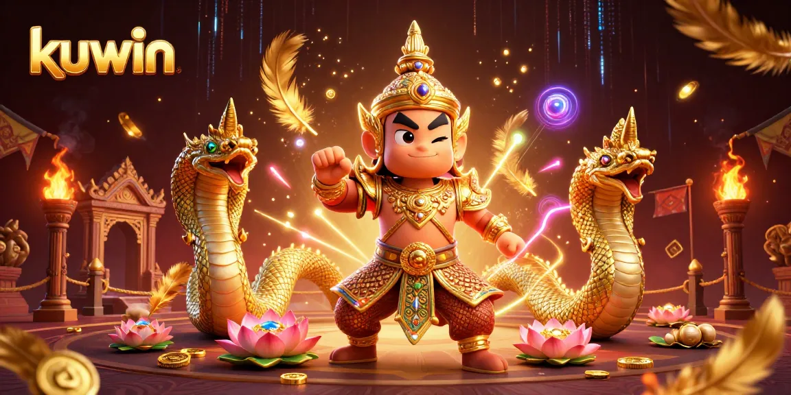 Kuwin online casino featuring a guardian and Naga companions in a vibrant and dynamic gambling scene