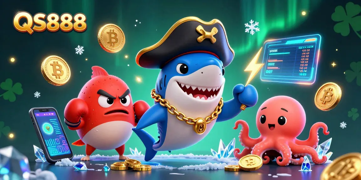 Join the fun at QS888, where the cartoon pirate shark and friends battle for treasure in an exciting casino adventure.