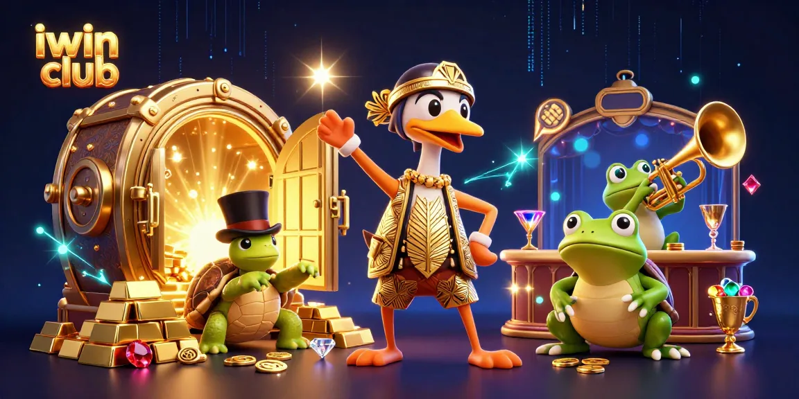 Join the excitement at iwin club with a lively speakeasy scene featuring dynamic casino characters and treasures.