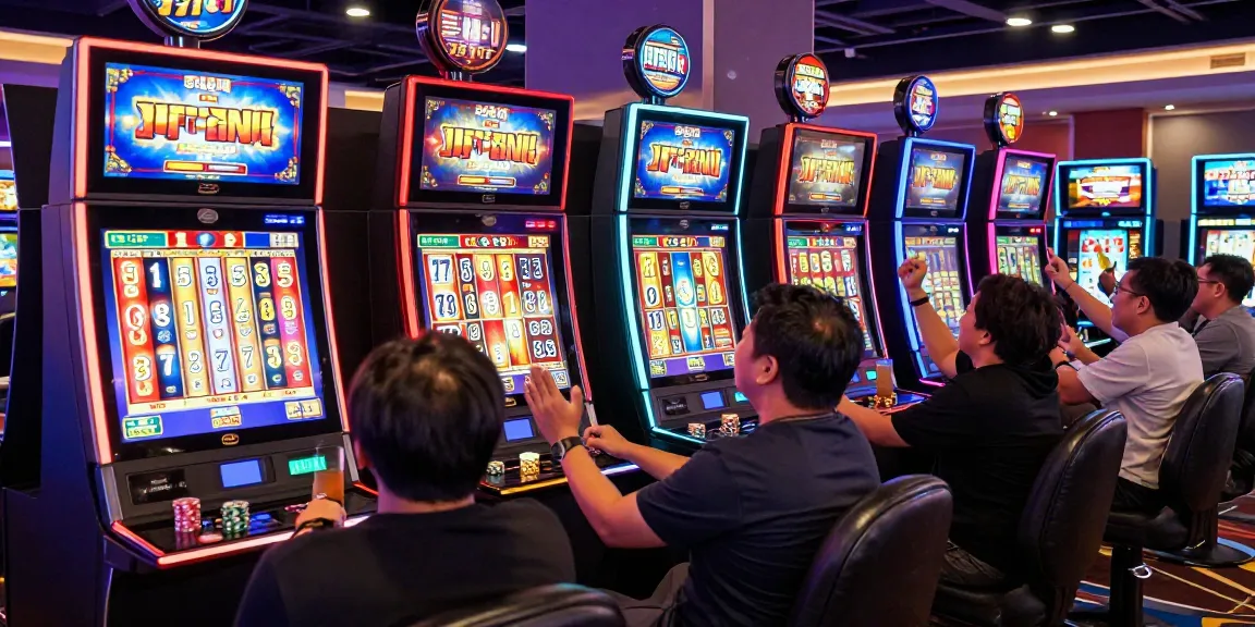 Exciting players enjoying slot gacor 777 at a vibrant casino.