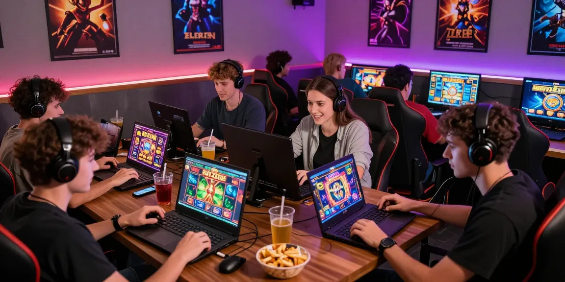 Engaged players enjoying Slot Zeus games in a vibrant gaming lounge atmosphere.