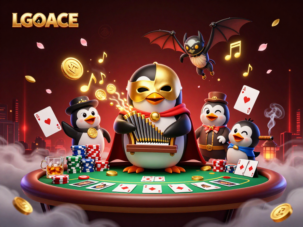 LGOACE offers dynamic gaming with vibrant characters and engaging casino elements in this 3D illustration.