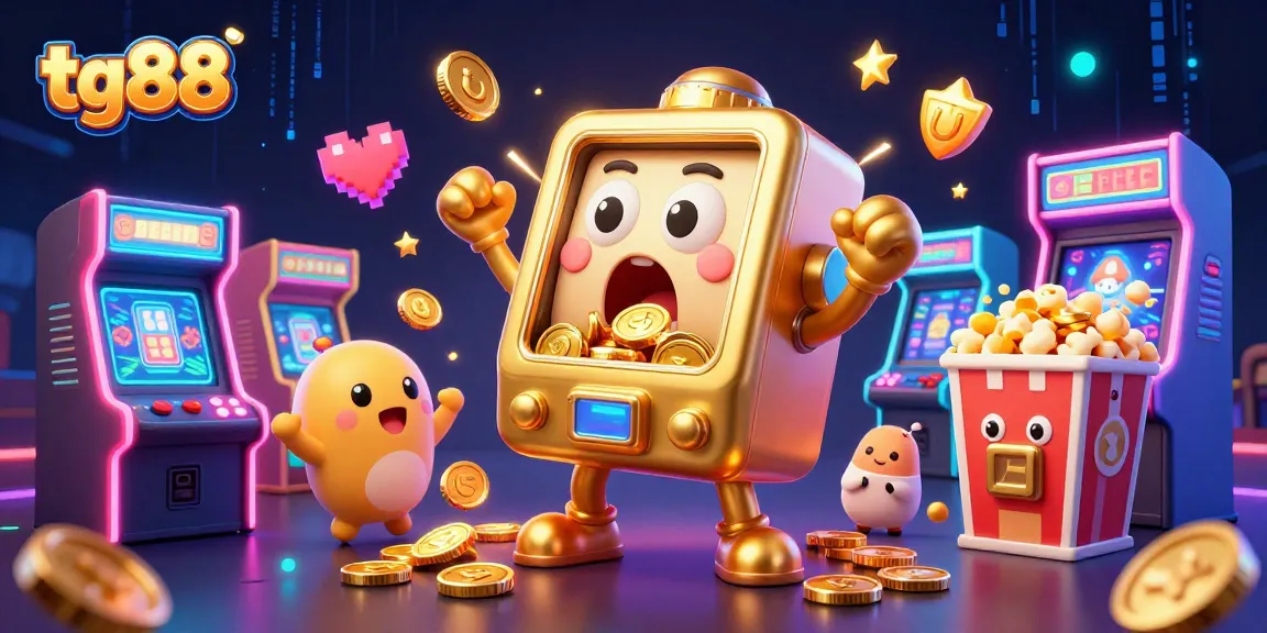 Experience tg88’s exciting jackpot with a lively scene of animated slot machines celebrating big wins.