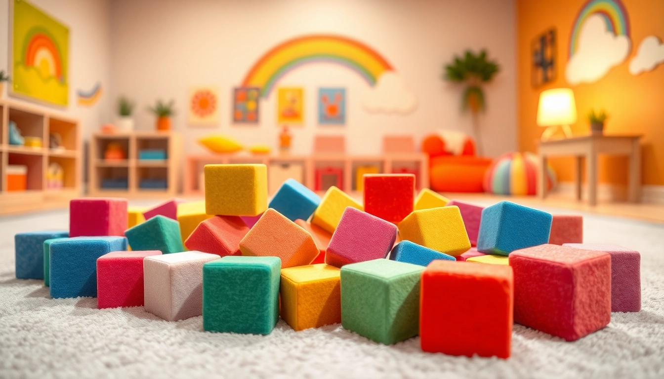 Engaging view of colorful soft building blocks encouraging play and creativity, click here to learn more about their benefits.