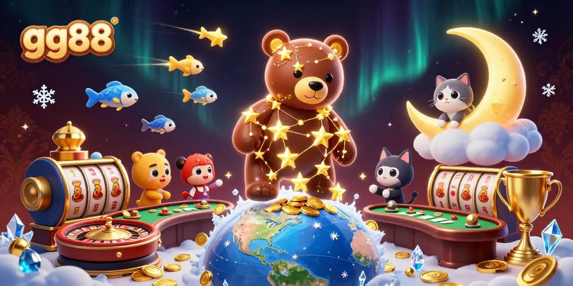 Experience luck at gg88 with vibrant 3D characters and casino elements in a magical scene.