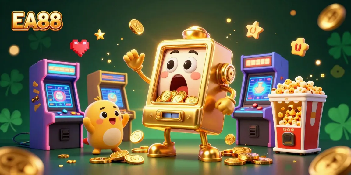 Hit the jackpot with EA88 while cheering animated slot machines cascade coins!