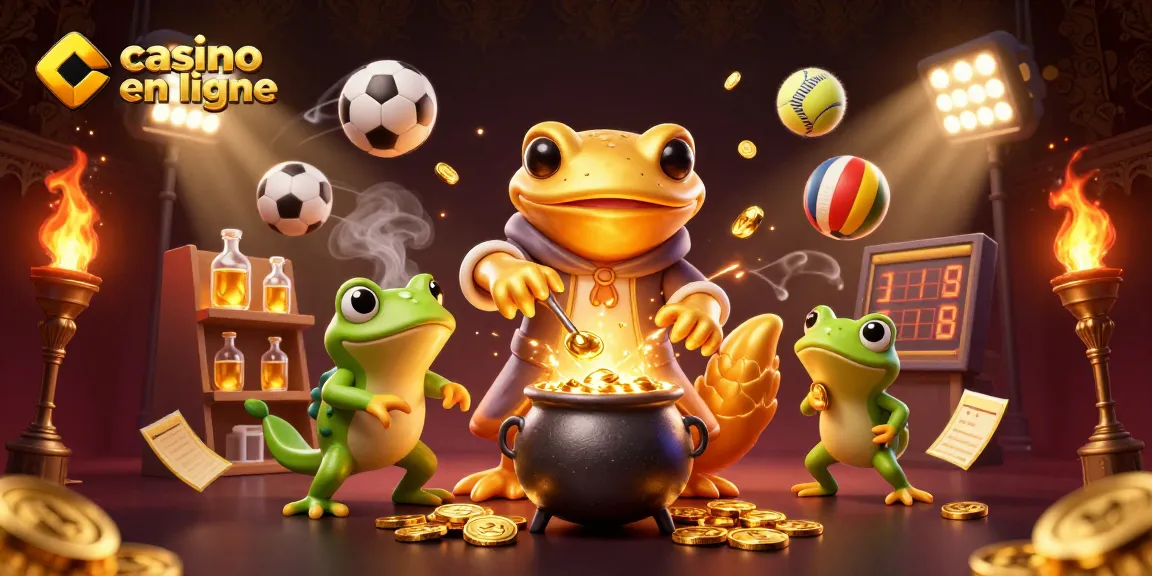 Jouer au casino en ligne avec des éléments de jeu dynamiques et une ambiance festive de or et de sport.