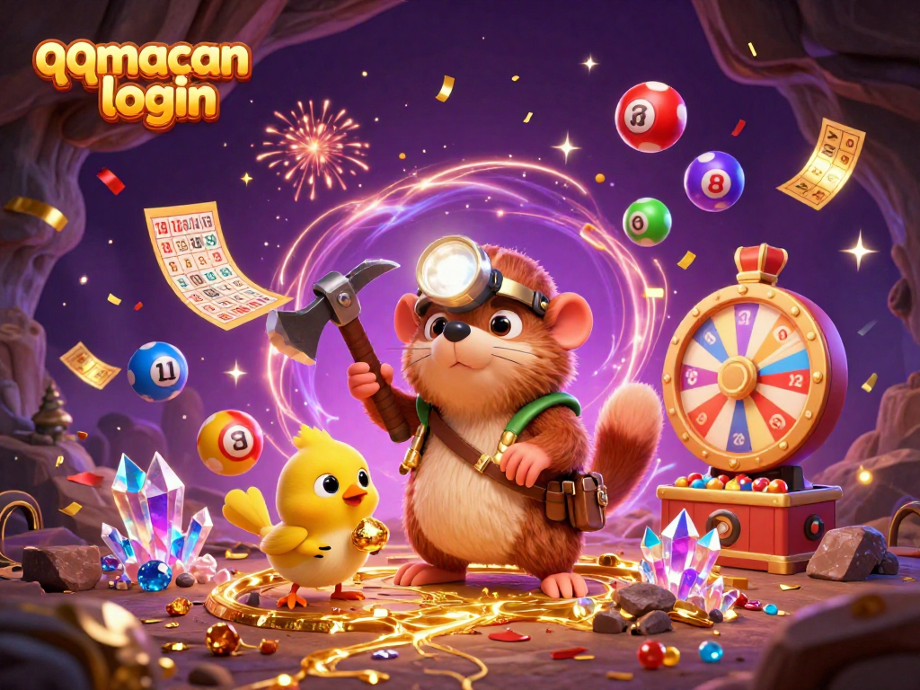 Engage in thrilling gaming action with QQmacan login as a treasure hunter mole finds gold amidst bursting surprises.