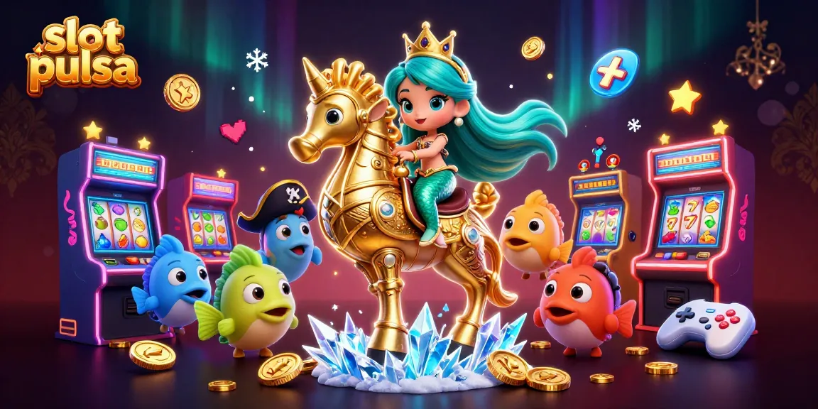 Experience the excitement of slot pulsa with a vibrant 3D casino illustration featuring a mermaid princess.