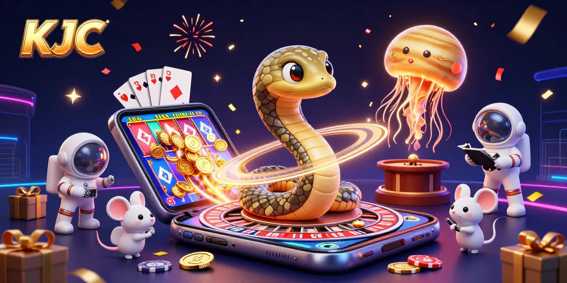 KJC offers thrilling gameplay with a dynamic cosmic casino scene featuring gambling elements.