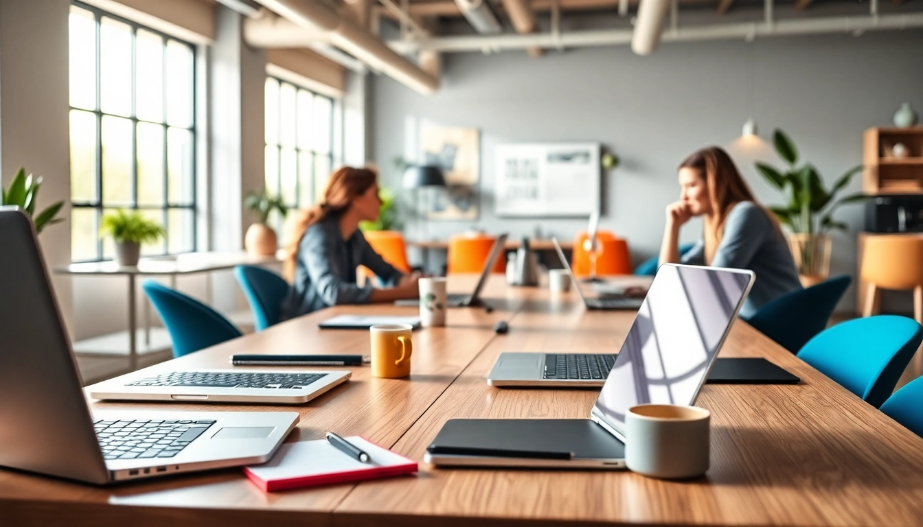 This website illustrates a vibrant digital workspace promoting collaboration.