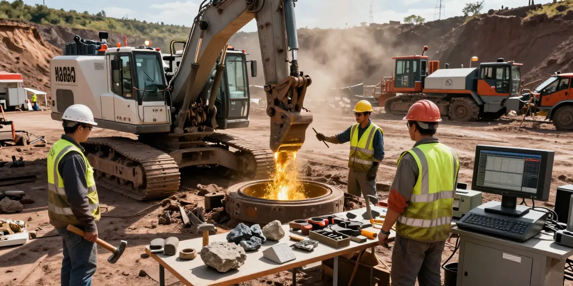NAGA2000 mining equipment in action at a gold extraction site, showcasing industry professionals and operational activity.
