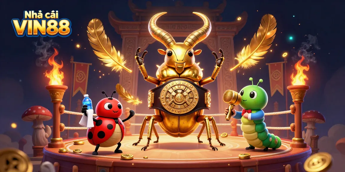 Engage with Nhà cái VIN88 in a dynamic casino scene featuring vibrant characters and golden gaming elements.