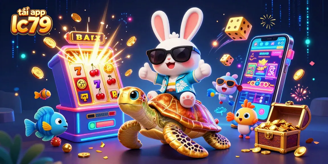 Tải app lc79 ngay để trải nghiệm game hấp dẫn cùng thỏ may mắn và rùa vàng.