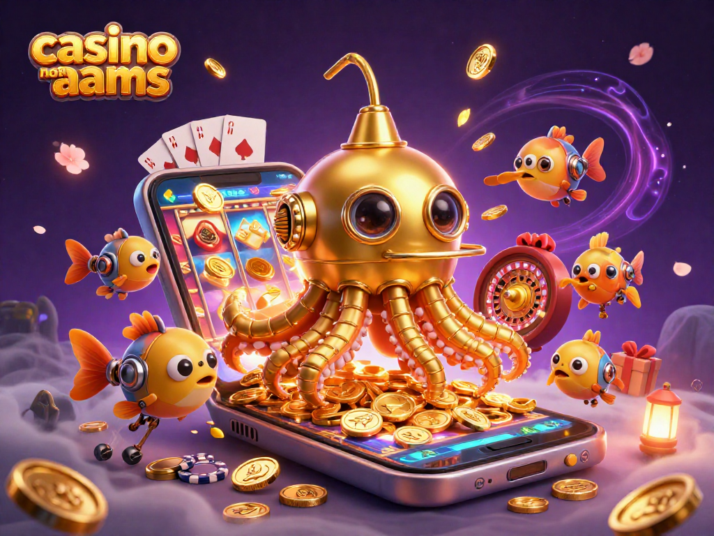 Gioca nei migliori casino non AAMS con un kraken dorato e monete d'oro in un'illustrazione 3D unica.
