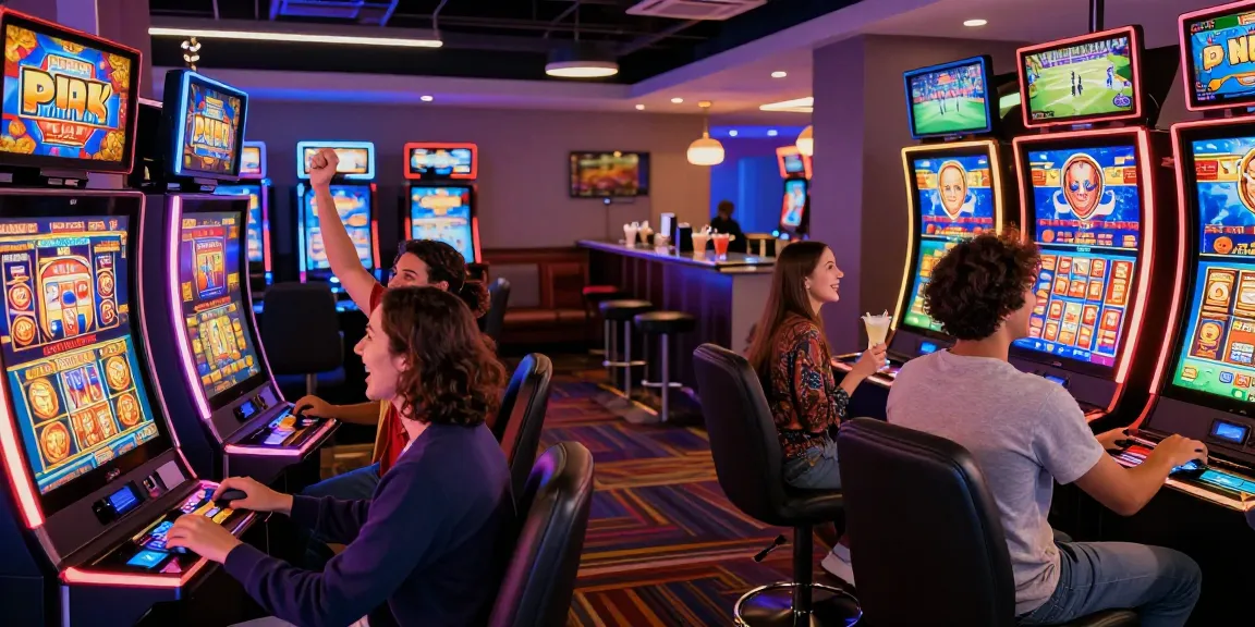 Dynamic gaming atmosphere at situs gacor with players celebrating a jackpot win.