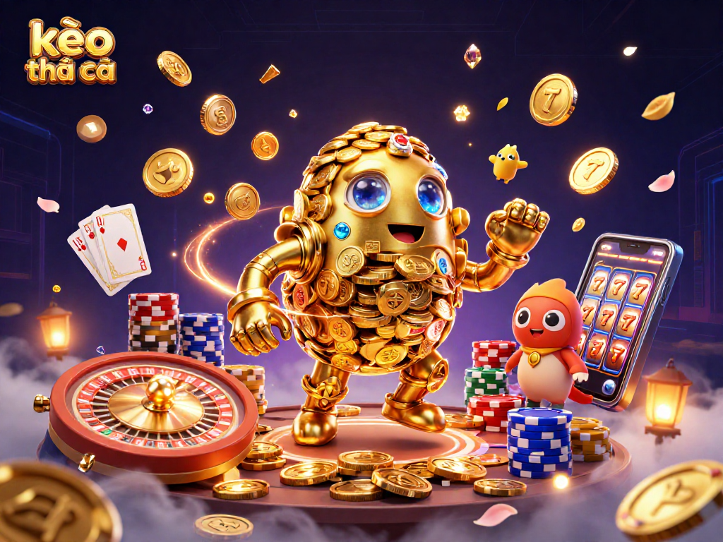 Engage in thrilling action with kèo nhà cái in this vibrant 3D casino illustration showcasing luck and excitement.