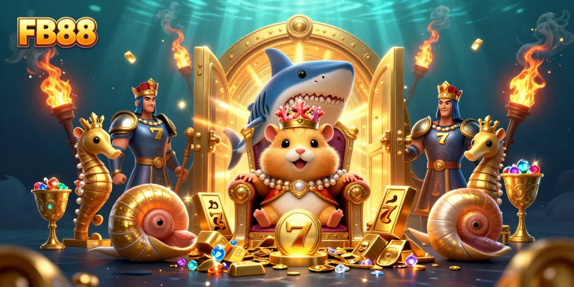 Experience thrilling jackpots at FB88 with a fierce hamster king and shimmering treasures.