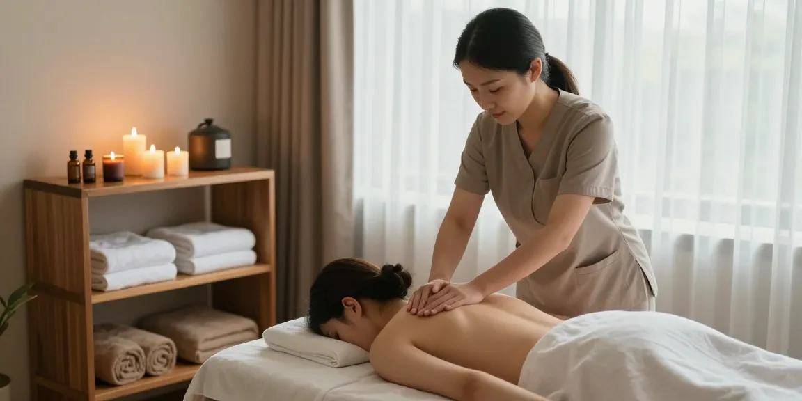 수원토닥이에서 전문 마사지를 받는 여성의 편안한 모습