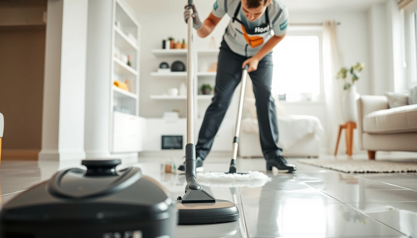 Efficient bond cleaning in a living room featuring bright surfaces and cleaning tools.